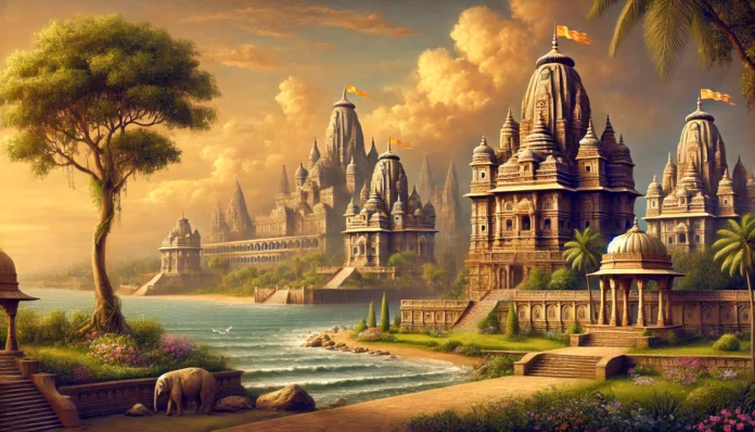 DALL·E 2025-02-12 10.35.01 - A historical depiction of Chandraprabhasanagar, also known as Chandrodyan, an ancient city founded by Bharat Chakravarti, son of Rishabhdev Swami, dur